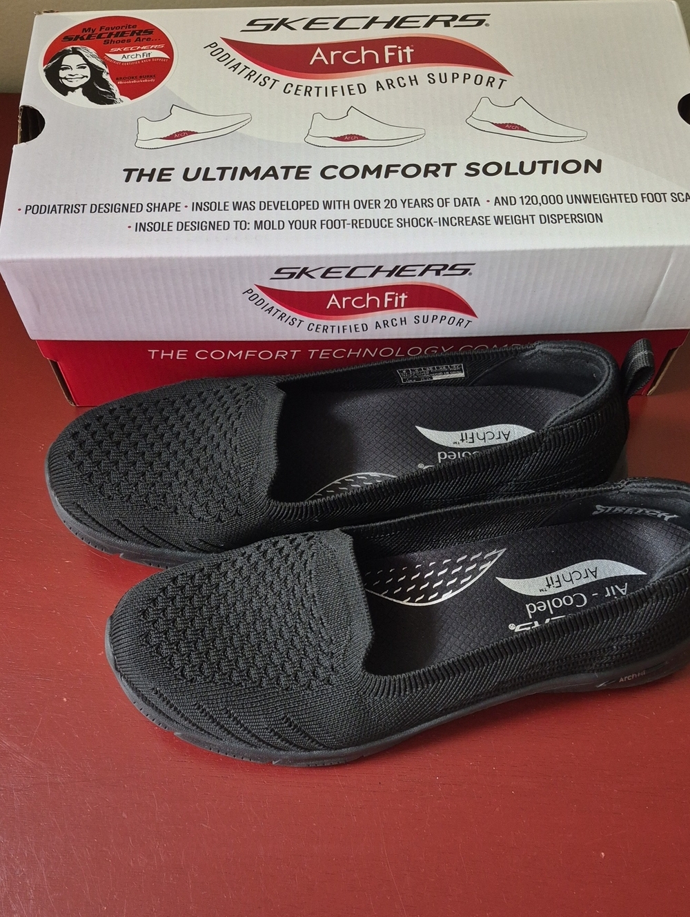 Skechers Black Arch Fit Knit Slip-On Loafers